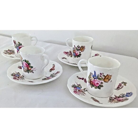 Antique Coalport Sèvres Demitasse Cups & Saucers – Circa 1812 – Set of 4 - Picture 2 of 8